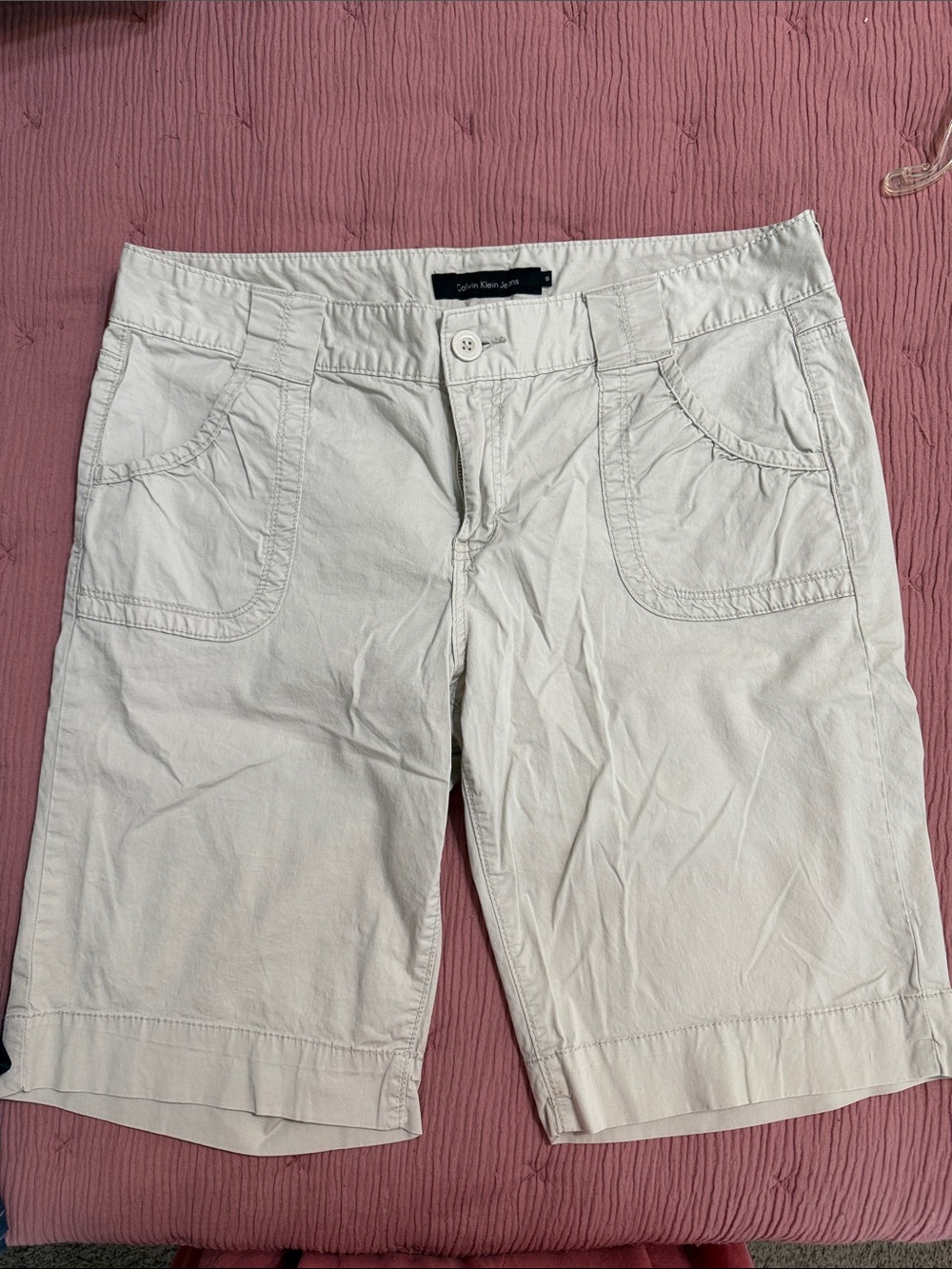 Calvin Klein Men’s Light White Flat Front Shorts